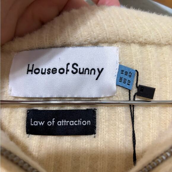 House of Sunny NWT Peggy Double Sailor Collar Cropped Double Zip Cardigan 10 - Picture 10 of 12
